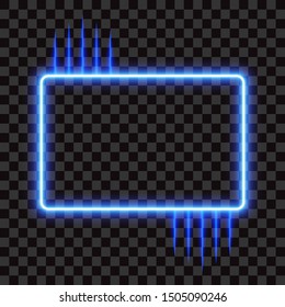 Abstract neon frame with lines on transparent background, vector illustration.