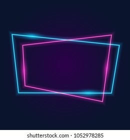 Abstract Neon Frame On Dark Background, Vector Illustration.