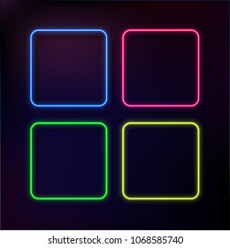 Abstract Neon Frame Template on Dark Background Vector Illustration EPS10