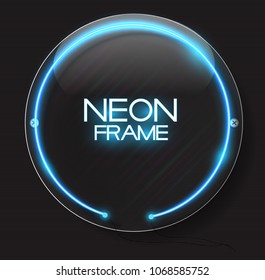 Abstract Neon Frame Template on Dark Background Vector Illustration EPS10