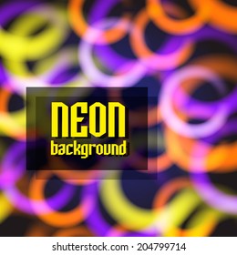 abstract neon futuristic shiny circles and rings background with text banner