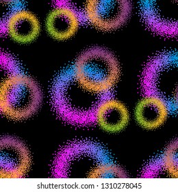abstract neon geometric seamless pattern of circles on a dark background 10 eps