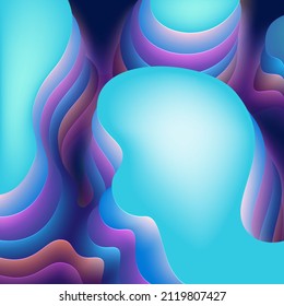 Abstract neon glow 3d layer background, backlight. Gentle baby, childrens colors. Colorful led backlighting. Smooth shapes gradient neon back light. Copy space, place for text. Vector illustration