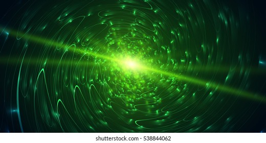 Abstract neon glowing circles on dark background. Vector light effect.