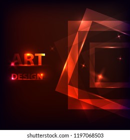 Abstract neon glowing design on a dark background. Square frames with highlights. Vector illustration