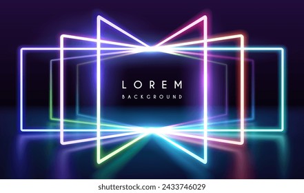 Abstract neon glowing frames background