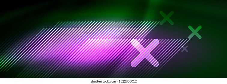 Resumen del fondo luminoso neón. Fondo oscuro con luces. Fondo abstracto con luces de neón, vista nocturna. Vector