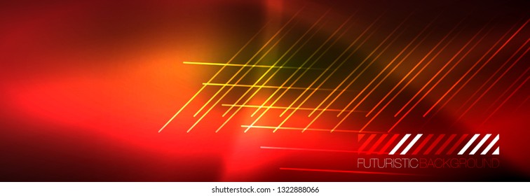 Abstract neon glowing light background. Dark background with lights. Abstract background with neon lights, night view. Vector