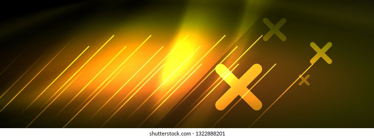 Abstract neon glowing light background. Dark background with lights. Abstract background with neon lights, night view. Vector