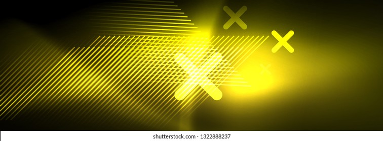Abstract neon glowing light background. Dark background with lights. Abstract background with neon lights, night view. Vector