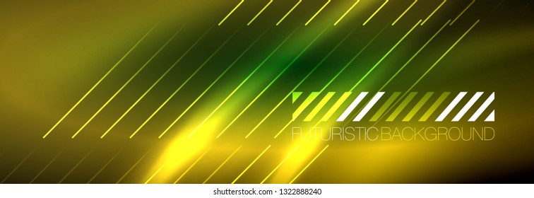 Abstract neon glowing light background. Dark background with lights. Abstract background with neon lights, night view. Vector
