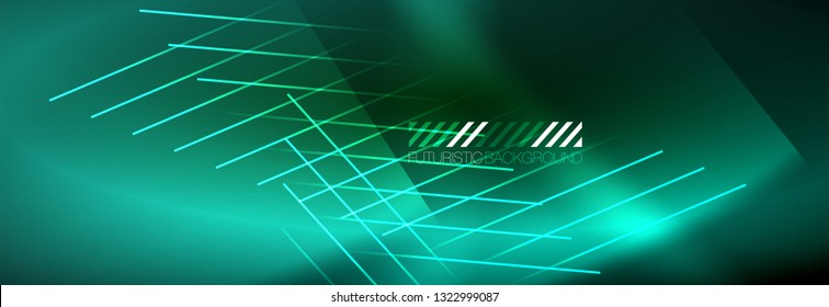 Abstract neon glowing light background. Dark background with lights. Abstract background with neon lights, night view. Vector