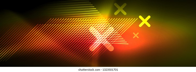 Abstract neon glowing light background. Dark background with lights. Abstract background with neon lights, night view. Vector