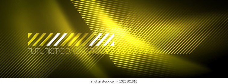 Abstract neon glowing light background. Dark background with lights. Abstract background with neon lights, night view. Vector