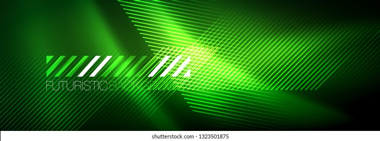 Abstract neon glowing light background. Dark background with lights. Abstract background with neon lights, night view. Vector