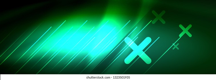 Abstract neon glowing light background. Dark background with lights. Abstract background with neon lights, night view. Vector