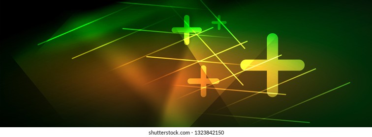 Abstract neon glowing light background. Dark background with lights. Abstract background with neon lights, night view. Vector