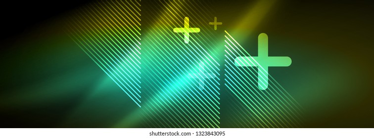 Abstract neon glowing light background. Dark background with lights. Abstract background with neon lights, night view. Vector