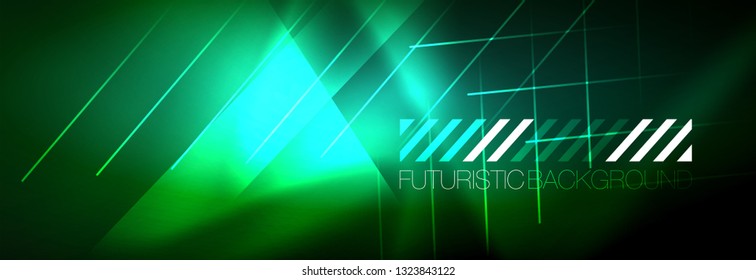 Abstract neon glowing light background. Dark background with lights. Abstract background with neon lights, night view. Vector