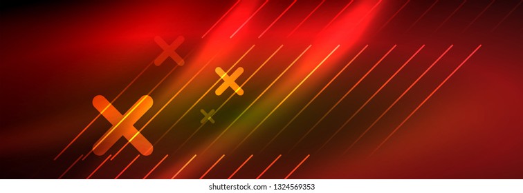 Abstract neon glowing light background. Dark background with lights. Abstract background with neon lights, night view. Vector