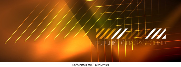 Abstract neon glowing light background. Dark background with lights. Abstract background with neon lights, night view. Vector