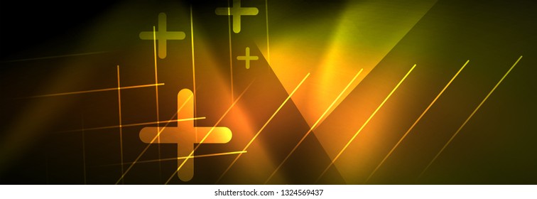 Abstract neon glowing light background. Dark background with lights. Abstract background with neon lights, night view. Vector