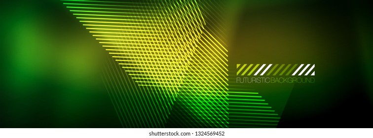 Abstract neon glowing light background. Dark background with lights. Abstract background with neon lights, night view. Vector