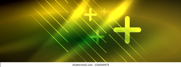 Abstract neon glowing light background. Dark background with lights. Abstract background with neon lights, night view. Vector