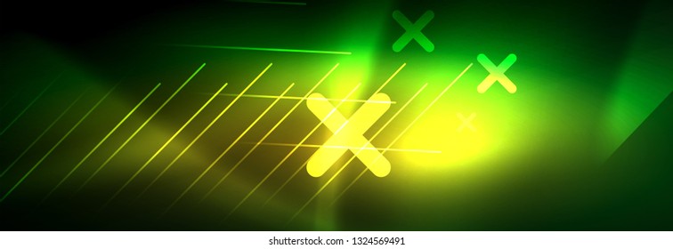 Abstract neon glowing light background. Dark background with lights. Abstract background with neon lights, night view. Vector