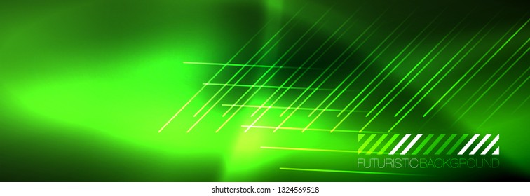 Abstract neon glowing light background. Dark background with lights. Abstract background with neon lights, night view. Vector