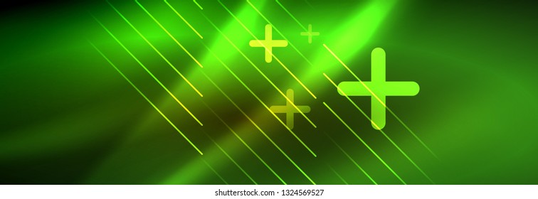 Abstract neon glowing light background. Dark background with lights. Abstract background with neon lights, night view. Vector