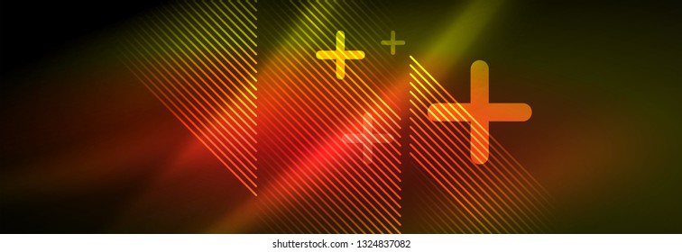 Abstract neon glowing light background. Dark background with lights. Abstract background with neon lights, night view. Vector