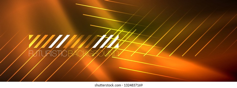 Resumen del fondo luminoso neón. Fondo oscuro con luces. Fondo abstracto con luces de neón, vista nocturna. Vector