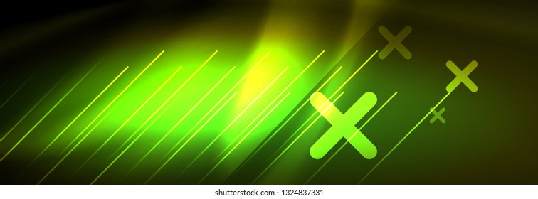 Abstract neon glowing light background. Dark background with lights. Abstract background with neon lights, night view. Vector