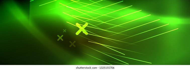 Resumen del fondo luminoso neón. Fondo oscuro con luces. Fondo abstracto con luces de neón, vista nocturna. Vector