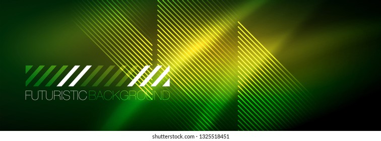 Abstract neon glowing light background. Dark background with lights. Abstract background with neon lights, night view. Vector