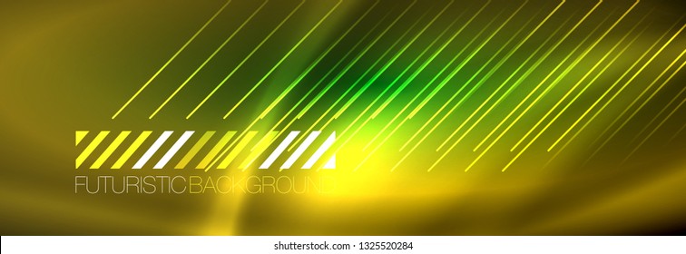 Abstract neon glowing light background. Dark background with lights. Abstract background with neon lights, night view. Vector