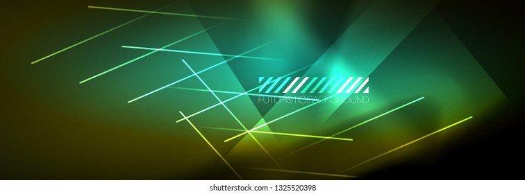 Abstract neon glowing light background. Dark background with lights. Abstract background with neon lights, night view. Vector