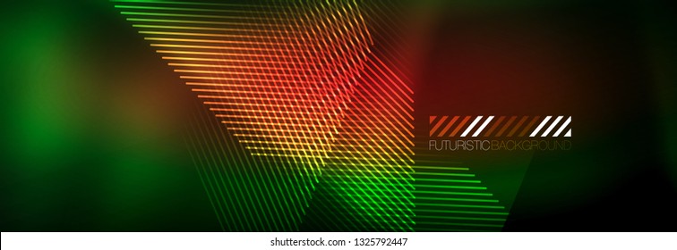 Abstract neon glowing light background. Dark background with lights. Abstract background with neon lights, night view. Vector