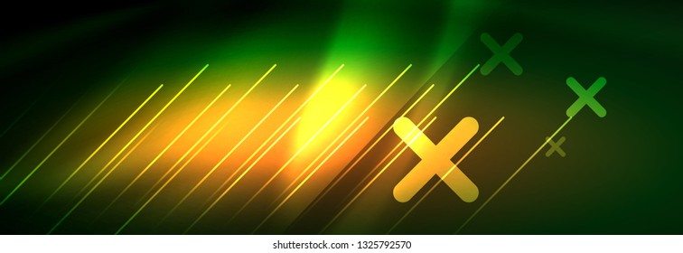 Abstract neon glowing light background. Dark background with lights. Abstract background with neon lights, night view. Vector