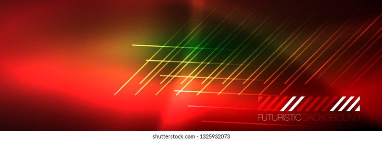 Abstract neon glowing light background. Dark background with lights. Abstract background with neon lights, night view. Vector