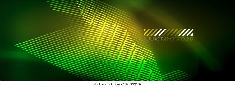 Abstract neon glowing light background. Dark background with lights. Abstract background with neon lights, night view. Vector