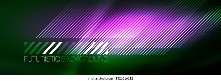 Abstract neon glowing light background. Dark background with lights. Abstract background with neon lights, night view. Vector