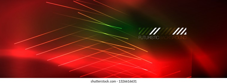 Abstract neon glowing light background. Dark background with lights. Abstract background with neon lights, night view. Vector
