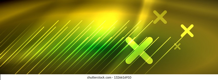 Abstract neon glowing light background. Dark background with lights. Abstract background with neon lights, night view. Vector