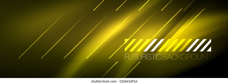 Resumen del fondo luminoso neón. Fondo oscuro con luces. Fondo abstracto con luces de neón, vista nocturna. Vector