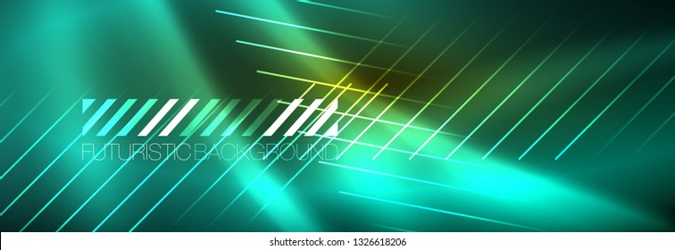 Resumen del fondo luminoso neón. Fondo oscuro con luces. Fondo abstracto con luces de neón, vista nocturna. Vector
