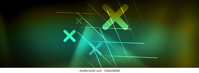 Abstract neon glowing light background. Dark background with lights. Abstract background with neon lights, night view. Vector