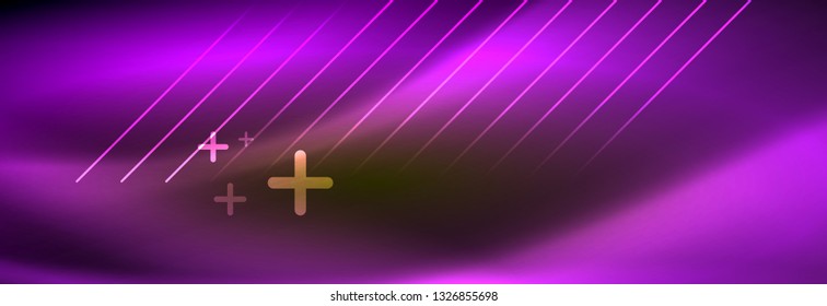 Abstract neon glowing light background. Dark background with lights. Abstract background with neon lights, night view. Vector
