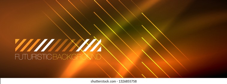 Abstract neon glowing light background. Dark background with lights. Abstract background with neon lights, night view. Vector